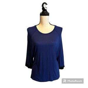 Zara Trafaluc Blue Stretchable Soft Top/Blouse with Black contrast trim - Size M